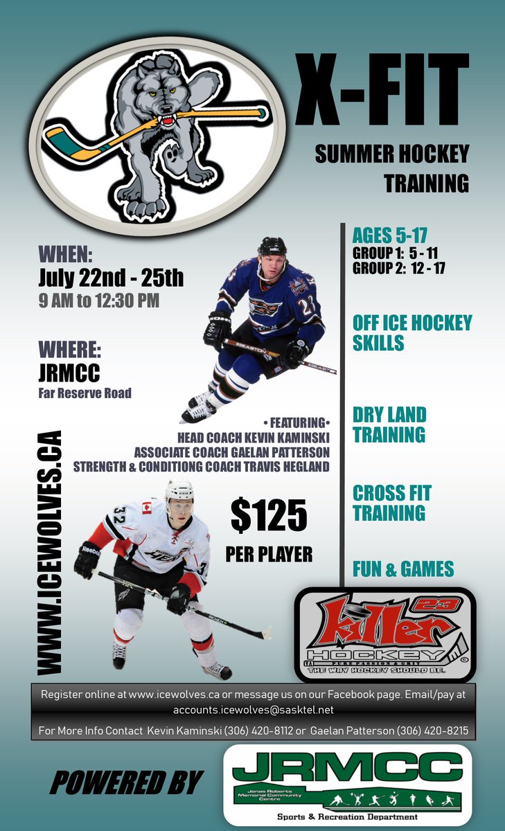 SJHL_IceWolves's tweet image. Ice Wolves Summer X Fit Camp July 22 to 25 powered by JRMCC!!!! To register message this page with Name, DOB, parents name, parents ph, email, Tshirt size
#Icewolvesnation #bleedteal #JRMCC