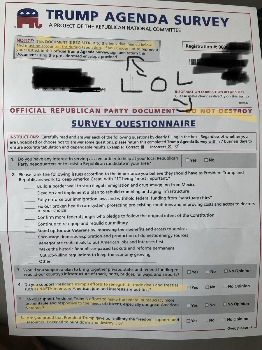 GOP again w/ masterclass in writing leading questions aimed at children. Can seem like just the usual money-asking and fear/hate-lingering, but you can imagine Trump/GOP using results of these polls to justify not holding Trump accountable to court/govt punishment.