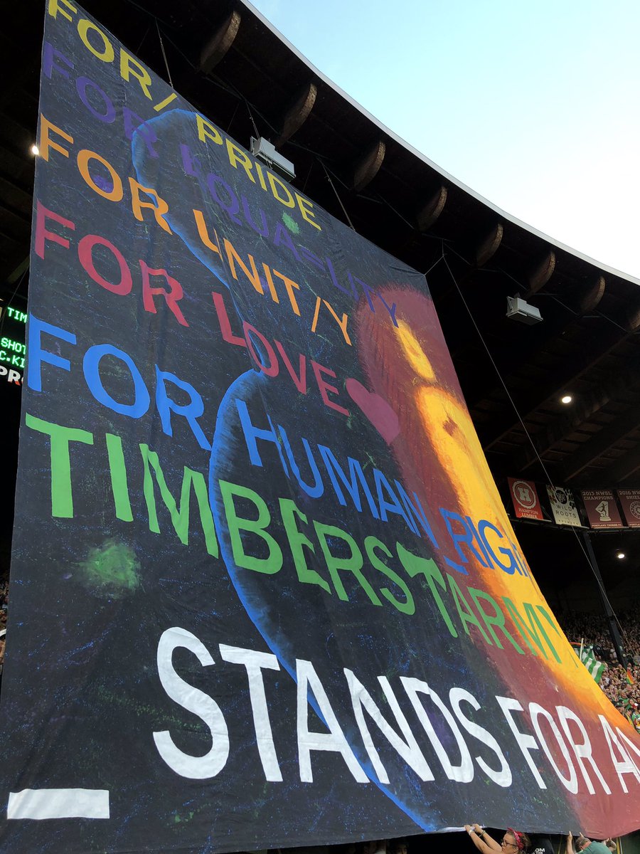 timbersarmy's tweet photo. For pride
For equality
For unity
For love
For human rights

@TimbersArmy stands for all.

#RCTID https://t.co/sYaTqAyn2u