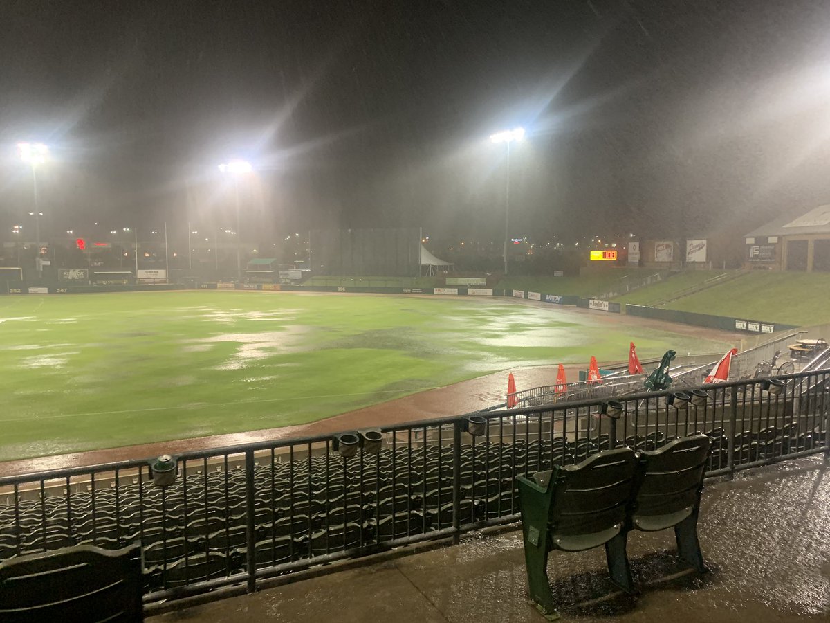 KCMonarchsTurf's tweet image. Oh good, I was afraid the warning track might start to dry out.. Tough Scene. #NotIdeal