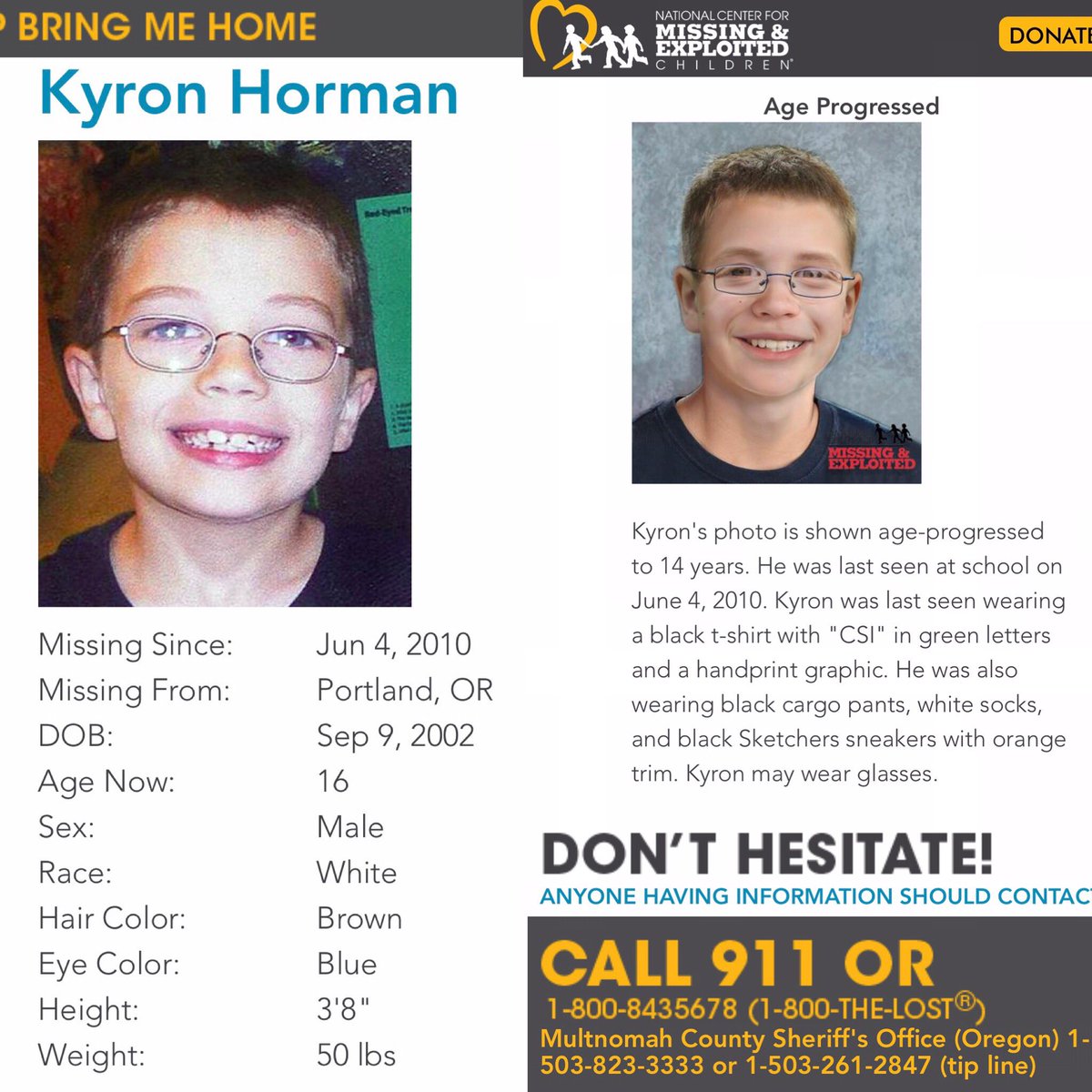This is our official poster link for KYRON. Can you help bring him home? 🙏 #LivePD @LivePdBlueLine <a href="/LivePDNation/">Benny</a> @LivePdFantasyLG missingkids.org/poster/NCMC/11…
