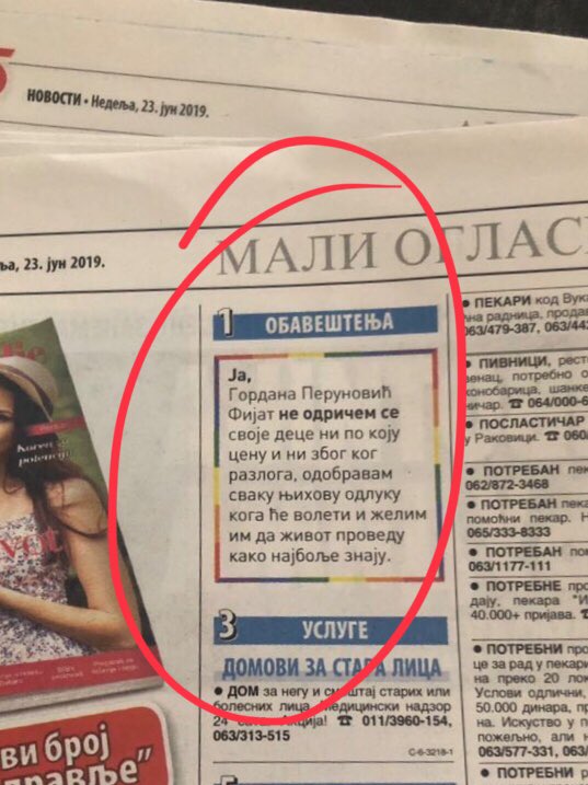 Nešto najbolje što su Večernje novosti objavile u poslednjih bar 30 godina! #NeOdricemSe