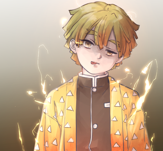 📛ちぃさんがTwitterに投稿した我妻善逸(鬼滅の刃)のイラスト。