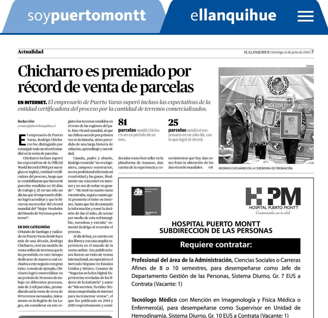 OWorldRecord's tweet photo. Prensa del récord de chile a conseguido por Rodrigo chicharro y su equipo
#chile #worldrecords #worldrecord #recordmundial #recordmudiales #parcelas #america #premsa #noticia #venda #intrnet #marketingdigital… https://t.co/4g14EfBuGn… https://t.co/3O4BeZUkj0