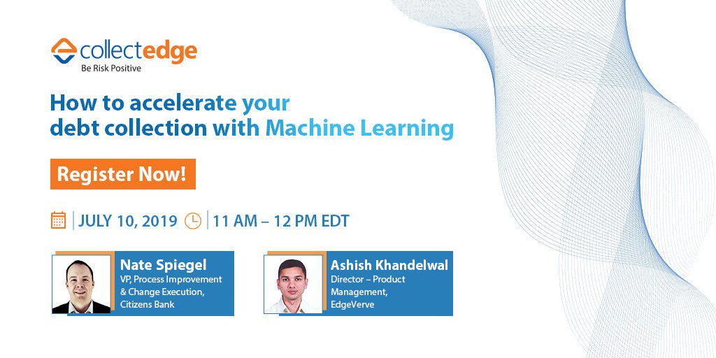 edge_verve's tweet photo. Join us for the Webinar with Ashish Khandelwal, EdgeVerve and Nate Spiegel, Citizens Bank and learn more about the need for a machine learning based debt collection strategy and practical solutions to problems around auditability of the same. 

https://t.co/EEzk6KAaom https://t.co/jGJ9Kzgp78