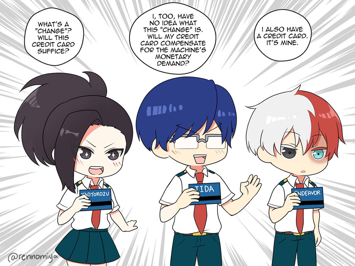 Team Todoroki Adventures Part 1

This squad is so underrated. CelebTrio+Kaminari=Plus Ultra Comedy

Had this idea based on some conversations in tdmm discord. There'll be 3 parts. Hope I can make time for it all ?

#bnha #kaminaridenki #iidatenya #todorokishouto #yaoyorozumomo 