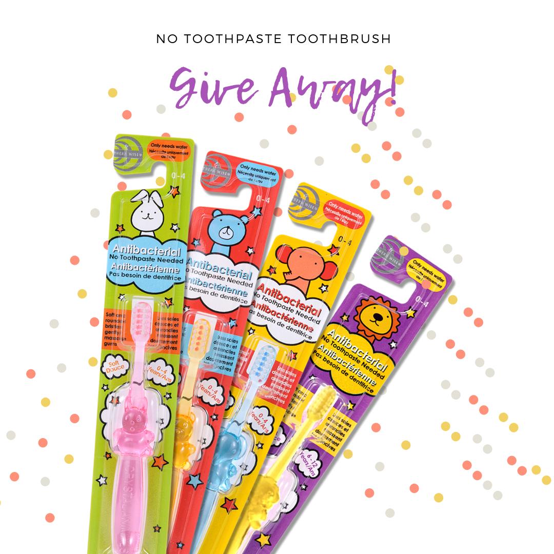 You can usually find “No Toothpaste Needed Antibacterial Children’s Toothbrush” at <a href="/WalmartCanada/">Walmart Canada</a> <a href="/LondonDrugs/">London Drugs</a> <a href="/welldotca/">Well.ca</a> + more. Today 5 families have a chance to win 4 choice of your (your kids) toothbrushes! Enter by June 26. 🤗bit.ly/2L9cAwb