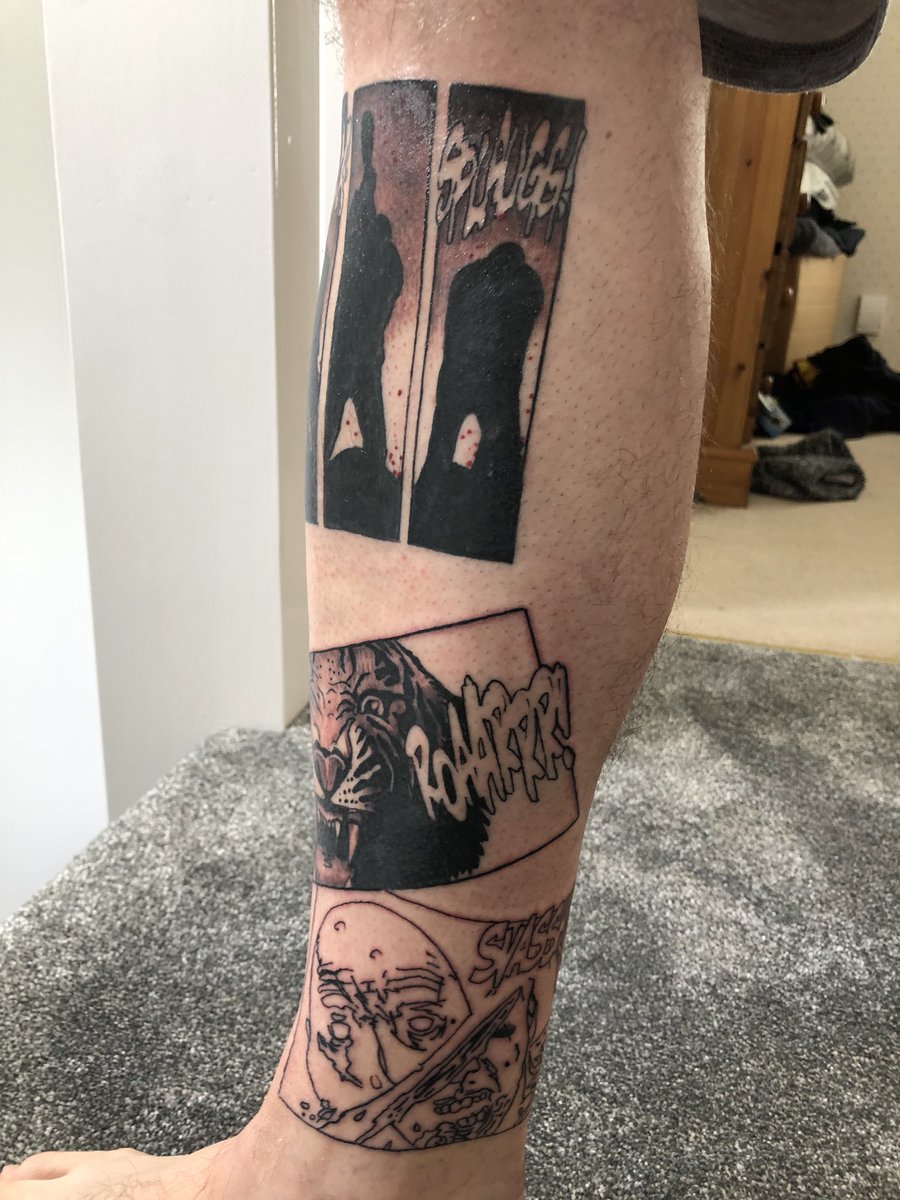 TWDStuff's tweet image. More work done on my #TheWalkingDead comic book leg sleeve. Love it. 

#tattoo #thewalkingdeadcomic #twd @CharlieAdlard @RobertKirkman