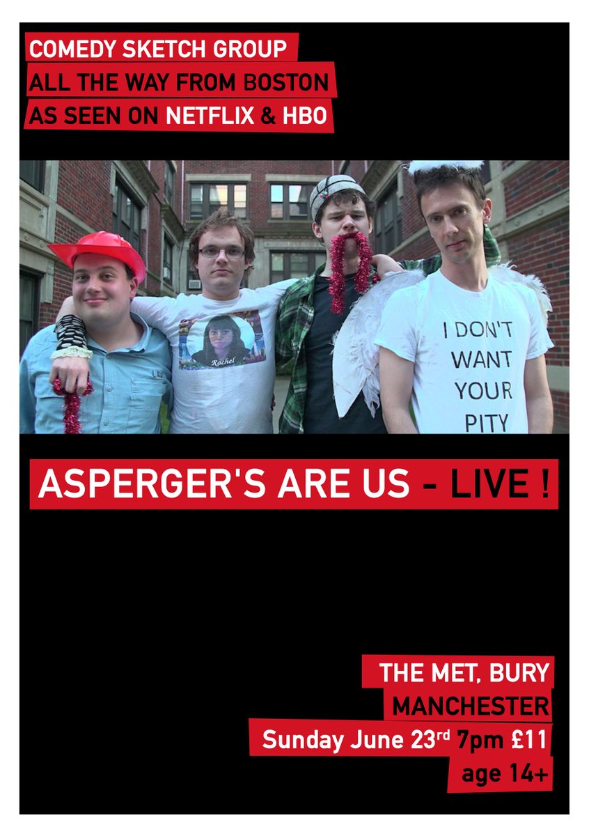 THIS IS TONIGHT !
ASPERGER'S ARE US 🔥
SKETH COMEDY ALL THE WAY FROM BOSTON, USA 🔥
LIVE ! 🔥
THE MET, BURY, MANCHESTER 🔥

#ManchesterDay #manchester #aspergersareus #ontourwithaspergersareus #comedy #manchestercomedy #livecomedy #mcruk #mcr