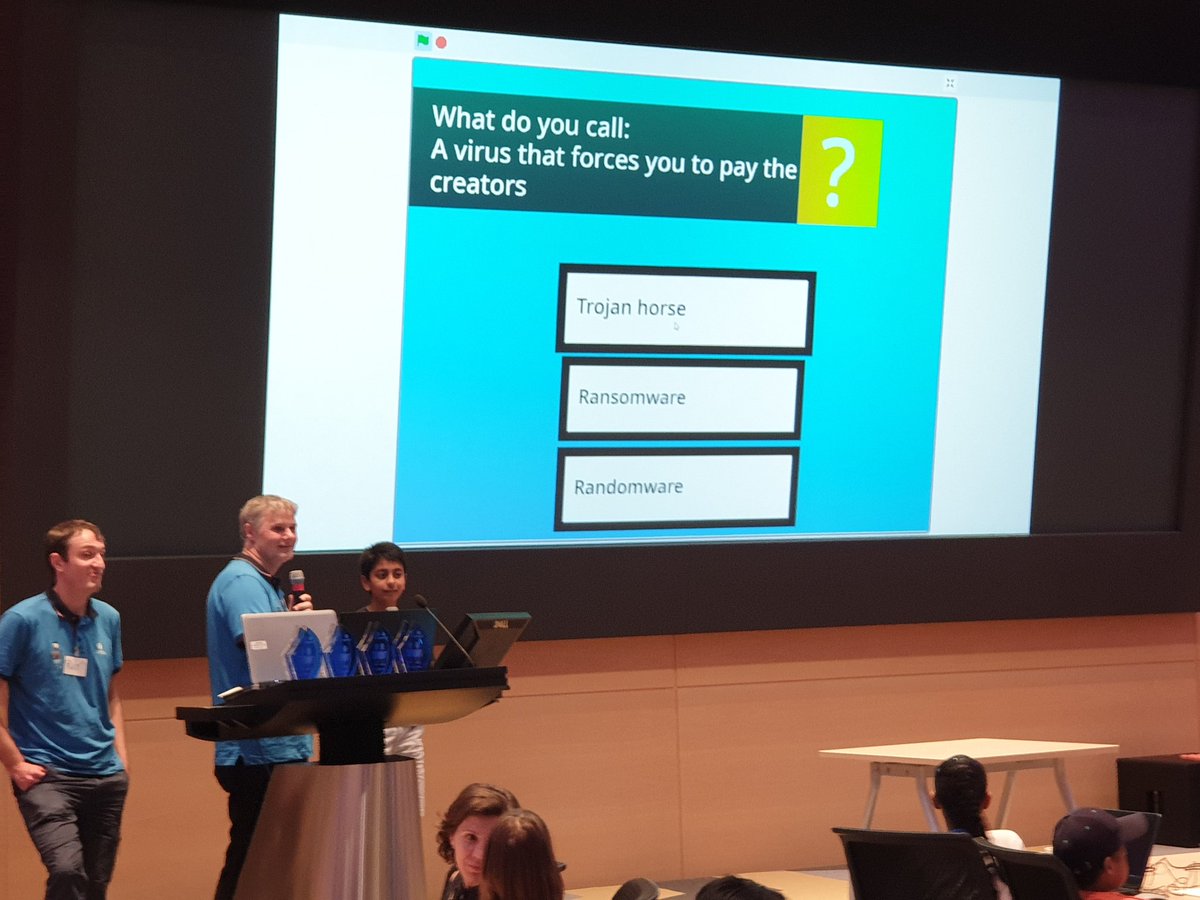 CoderDojoZH's tweet image. Presentation time! Our Ninjas demo projects developed over last 3 months.
What do you call a virus that forces you to pay the creators?
- trojan horse
- ransomware
- randomware
🤣 #zurichinnovates #becool