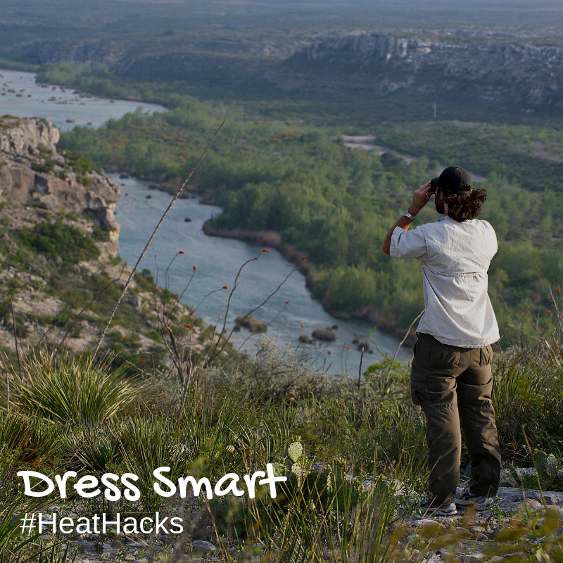 TPWDparks's tweet photo. #HeatHack 3. Dress Smart
Dress for success this summer with light fabrics and sun protection.
#RangerTip: A bandanna is a handy accessory. Get it wet to cool down.
#TXStateParks https://t.co/AmAXYxhkBu