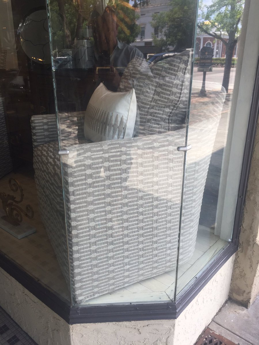 Our Beatrice chair in the window <a href="/NandinaHome/">Nandina Home & Design</a> <a href="/_bruceandrews/">Bruce Andrews Design</a> swivel in 75/25 duck down ... what do you all think of this handcrafted, NC , American made piece ? #madeinusa