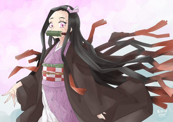 しゅんちょうさんがTwitterに投稿した竈門禰豆子(鬼滅の刃)のイラスト。