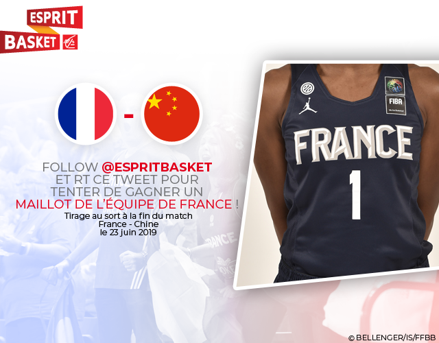 EspritBasket's tweet photo. #EspritBasket A l'occasion du match des Bleues ce soir face à la Chine #FRACHI, tentez de gagner un maillot @FRABasketball 🇫🇷 !

Follow @EspritBasket + RT ! Bonne chance 😉 https://t.co/n9Y2wdDQHQ