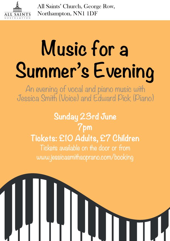 jessicasmithsop's tweet photo. IT’S TODAY!! 🎉 Much looking forward to my concert this evening (7pm) at @MusicAllSaints Tickets are available on the door - it would be lovely to see you there 🎼🥰🎹 #northantsevents #classicalmusic #classicalevents #northantsmusic https://t.co/ZD0cEbRhmW