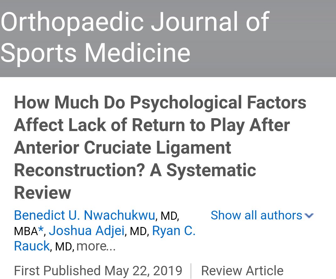 ClemNihill's tweet photo. We know that psych factors play a role in RTP following ACLR but do we have any interventional studies looking at how best to improve these factors? @mickwhughes @Hewett1Tim @KneeSearch @DrKateWebster https://t.co/vfZ2a5RiBG