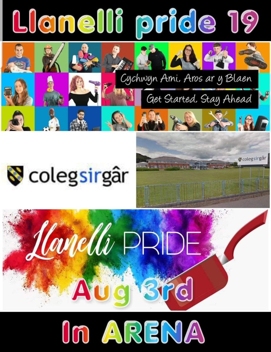 LlanelliLGBTQ's tweet photo. Come along and see @ColegSirGar at #LlanelliPride! Brilliant to have the college support our event 😁🏳️‍🌈❤️ @csgunion

#Pride #LGBT #PrideMonth #LGBTQ #Pride2019 #LlanelliPride #Llanelli #Wales #Cymru https://t.co/Pdbwzze3Hy