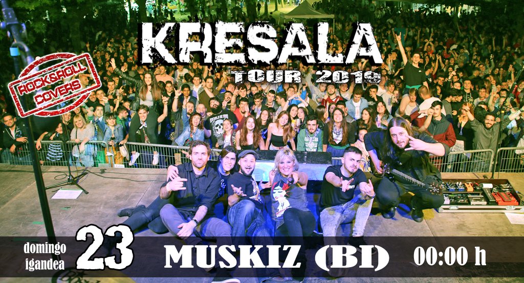kresala's tweet photo. Esta noche nos vamos a @Muskiz (BI). Estaremos dando caña desde las 00:00 en el recinto de fiestas, justo después de la bajada de antorchas. Otra noche (y ya van 10) que la gente de Muskiz petará la campa con nosotros. Será una noche de rock&amp;roll, con temazos por un tubo... https://t.co/4yFfwrl7rF