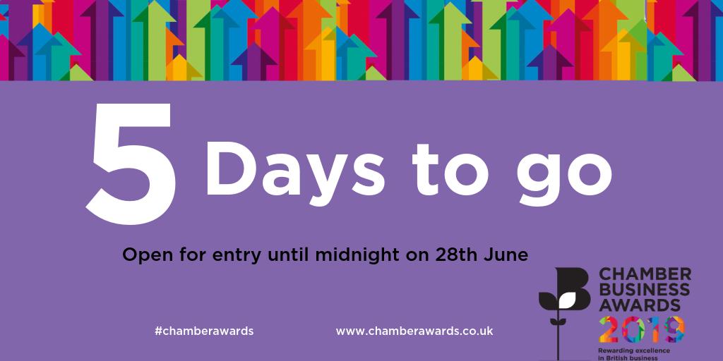 ChamberWCNW's tweet photo. Want national recognition for your business? There are just FIVE days left to enter the #ChamberAwards 2019 for the chance to win this prestigious award! https://t.co/idQs5Gr1j2 https://t.co/ktM2lTsEyI