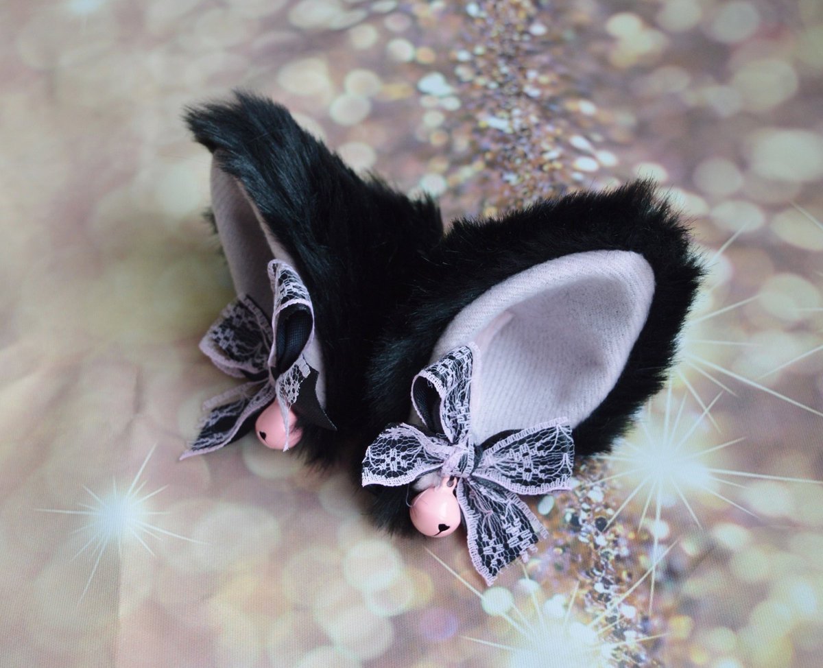 Nekollars's tweet photo. #Kittenplay clip on #cat #ears with #lace and #ribbon #bows - #neko #lolitaears #cosplay #costume - #kitten #play #accessories - #pastel #pink #petplayears #petplaycommunity #bdsmears #kittenplayears #owned #clipears #playears #petplaygear - More at our #Nekollars Etsy shop! https://t.co/4KTXhVgRG0