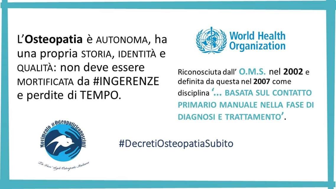 SimoneF92987688's tweet photo. È tempo di dare risposte ai 10 milioni di cittadini italiani che si rivolgono con fiducia all’osteopatia.

#DecretiOsteopatiaSubito @GiuliaGrilloM5S @matteosalvinimi @luigidimaio @ROI_Osteopati @MinisteroSalute @MinLavoro @fattoquotidiano @Corriere_Salute @repubblica https://t.co/8MxpdzocwD