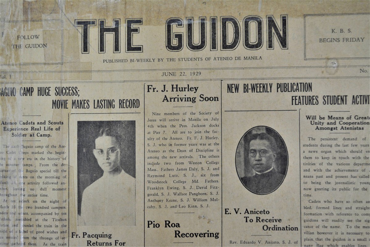 TheGUIDON's tweet image. For the past 90 years, The GUIDON has served as an an active witness to the momentous events that have shaped Ateneo history. Catch a glimpse of Ateneo as it once was here: 

JUNE 1929: A copy of The GUIDON’s very first print issue as a bi-weekly student publication.