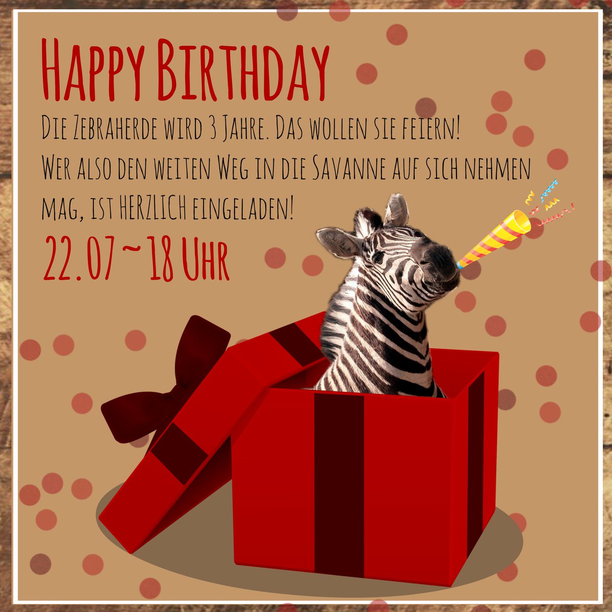 Zelastion's tweet photo. Die Zebraherde wird 3 Jahre alt. Das wollen sie Feiern!
Wer also den weiten Weg zur Savanne auf sich nehmen will, ist herzlich eingeladen.
Sammelt eure Streifen ein, am 22.07 um 18 Uhr geht die Party los! 🎉
▶️ https://t.co/IQrrI65rxO #twitchDE https://t.co/GfMT8wGl9Y