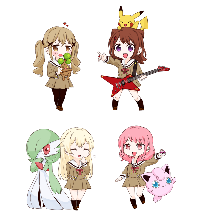 jigglypuff ,maruyama aya pokemon (creature) hanasakigawa school uniform multiple girls instrument crossover blonde hair school uniform  illustration images