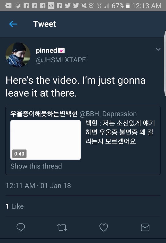 Later another acc JHSMLXTAPE translated the above acc in English on 31/12/17She said:“I don’t know why people get depression and insomnia”I am so disgusted by this. It has only been 3 WEEKS since Jong*yun’s d*ath. If the other fandom tries to defend this...cr: FlowerPrince_CY