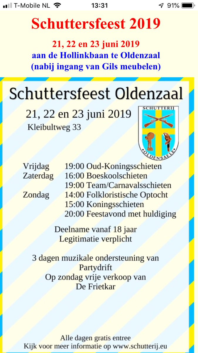 RobChristenhusz's tweet photo. Om 15.00 uur mag ik het ereschot lossen van het #schutterij #Oldensaele in @StadOldenzaal. #schuttersfeest #vogelschieten #raak? https://t.co/pxnCJxWfds