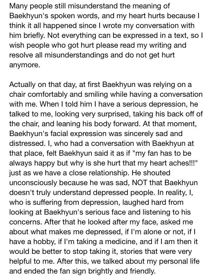 Soon the fan that met him decided to post HER version of the event after she heard what happenedShe stated “B did not mean his statement with any ignorance and instead showed genuine sadness that depression affects people and his nuance was full of encouragementfull trans 