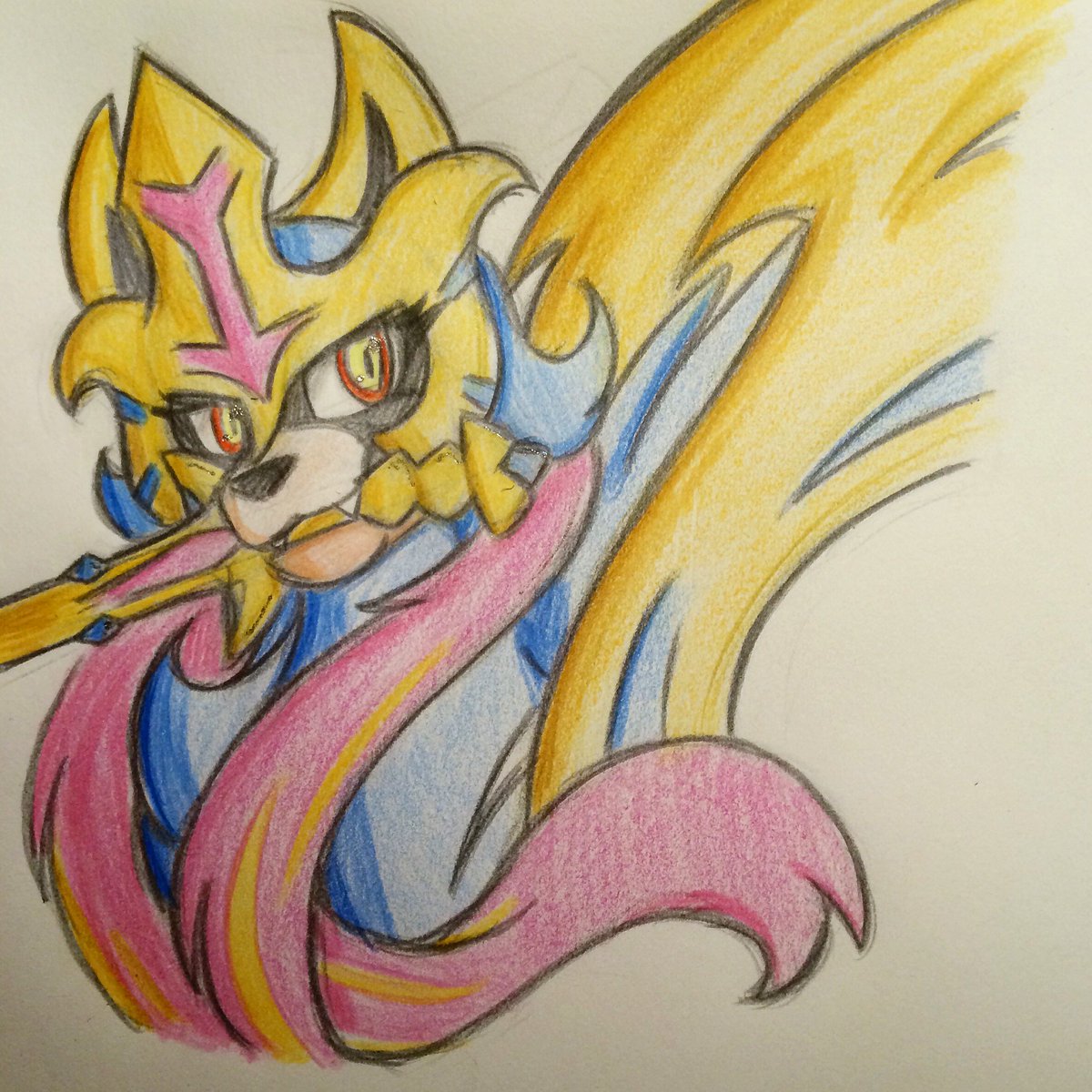LadyMilkywayuwu's tweet photo. I'm in love with #Zacian from #PokemonSwordShield so made this with #fabercastells ♥ #traditionalart #drawing #pokemon https://t.co/h2wIjDjoTz