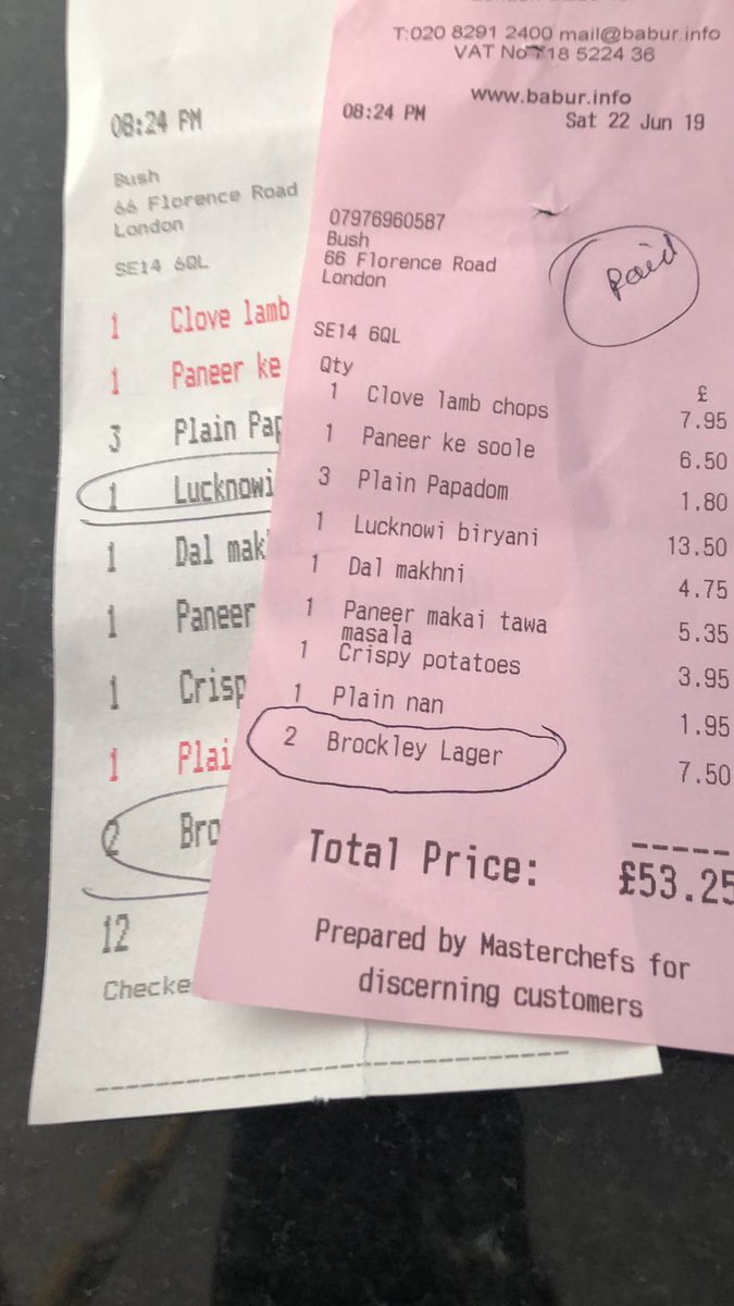 Hey <a href="/BaburRestaurant/">Babur Restaurant</a>. Just realised we never got these beers with last night’s order. Can you add them next time?