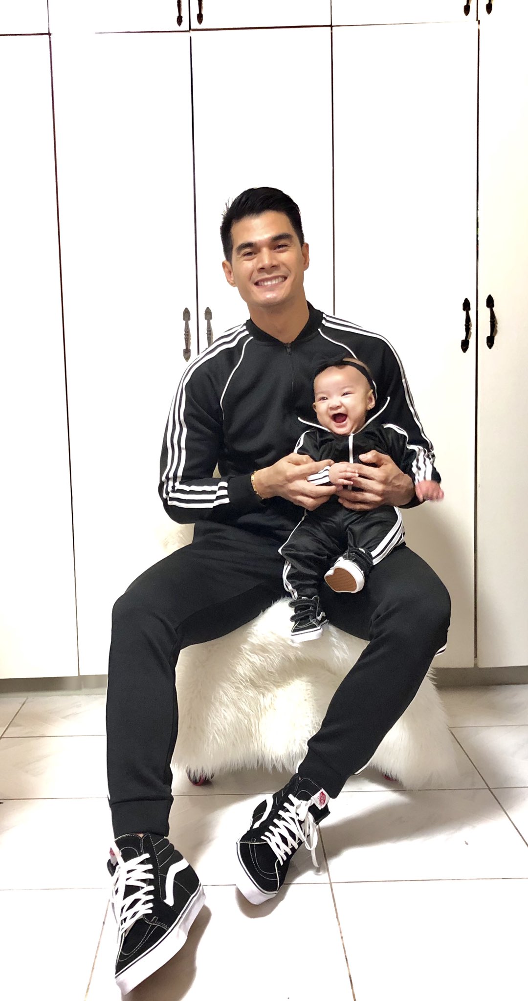 Father and son matching adidas tracksuits sale