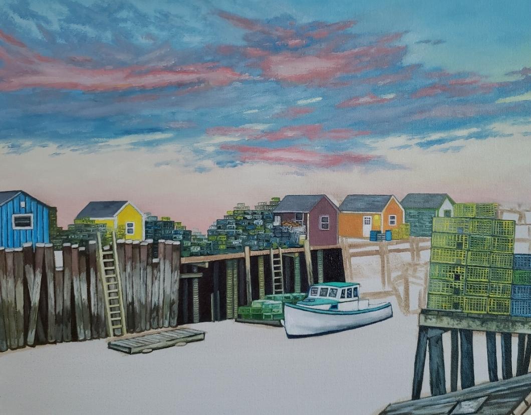 KellyUfkin's tweet photo. The commission is at the halfway point #artist #art #visual #oilpainting #painting #maine #fishing #boat #sunset #Ocean #oceanfishing #waterreflection #portland #Creative #commission #progress https://t.co/qE3HNfbfsA
