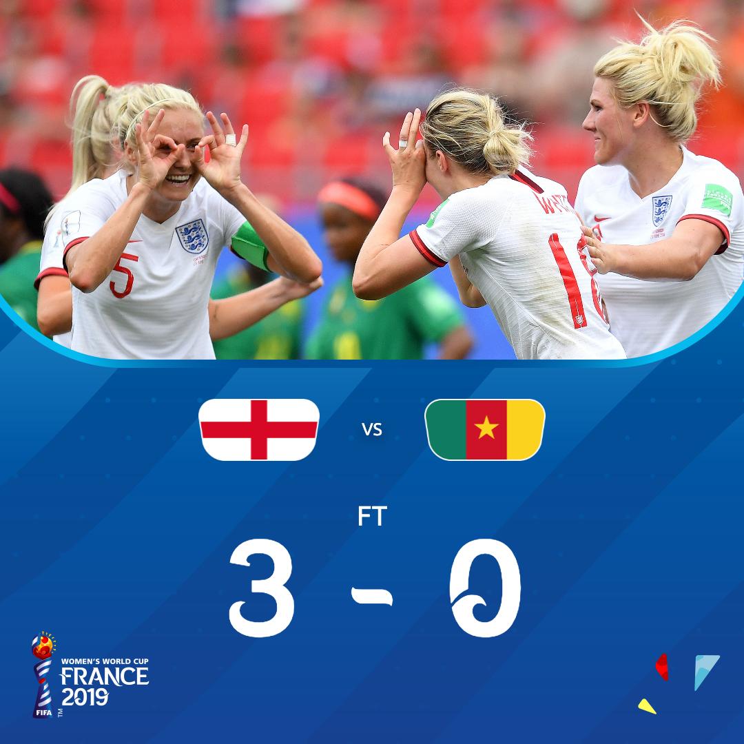 WorldCupLite's tweet photo. Women's World Cup
#France2019
Round of 16
#England 3 - 0 #Cameroon
#ENGCMR #CMRENG
#ENG 🔺
#CMR 🔻
#FIFAWWC #FifaWWC2019 #DareToShine
#FRA #KOR #NOR #NGA
#GER #CHN #ESP #RSA
#AUS #ITA #BRA #JAM
#ENG #SCO #ARG #JPN
#CAN #CMR #NZL #NED https://t.co/NKQwDSl8c1
