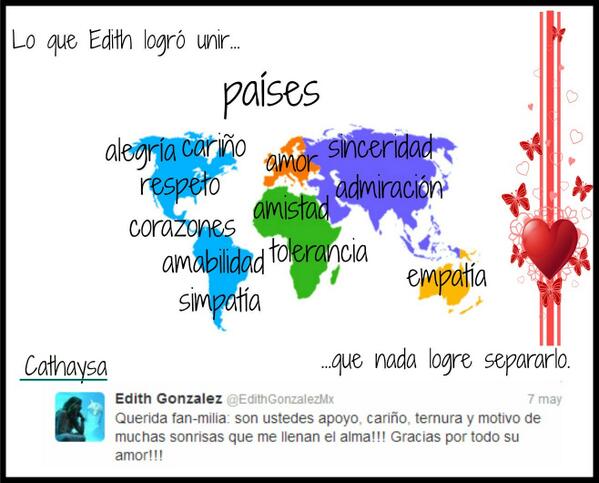 O que a nossa querida #EdithGonzalez conseguiu unir, nada e nem ninguém vai conseguir separar 🙏. Seus ensinamentos e seu legado vão ficar pra sempre ❤️ Obrigada por tudo <a href="/EdithGonzalezMx/">Edith Gonzalez</a> Te amarei pra sempre 🥰