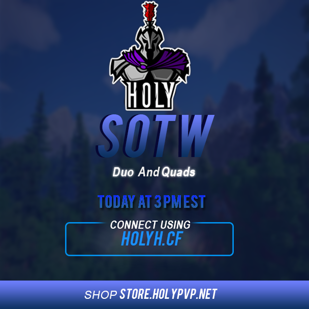 holypvpnet's tweet photo. ✴️ALERTA SOTW✴️

SOTW de Duo &amp; Quads toma lugar HOY a las 3PM EST (1h15m) 🗓️

Luego de que comience el SOTW estaremos realizando aplicaciones para entrar al Staff en nuestro servidor de TS (https://t.co/e9XrSYVeAK) 👮‍♂️

Retweet + Follow para entrar al sorteo de un rango Holy+ 🎁 https://t.co/Qi8lGYD8A4