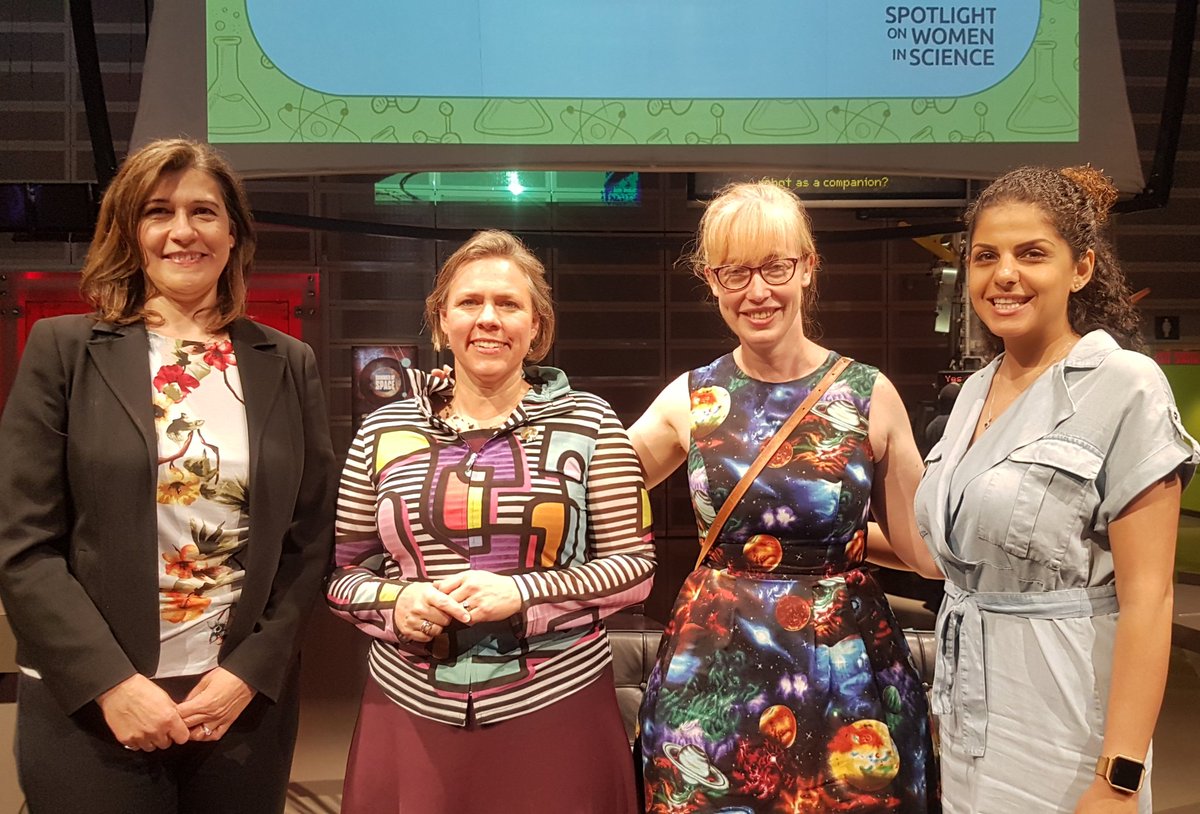 BeLlAFuXia's tweet photo. Diana Hurdowar-Castro, managing director, Dynamic Earth Solutions introducing the Women in Space panel at the #ontariosciencecentre. @HATCHglobal is the lead sponsor of the Summer of Space exhibitions. #sciencecentre50 #womeninSTEM @scicommsara @scgQuasar @minouette https://t.co/vp2lJaVXHa
