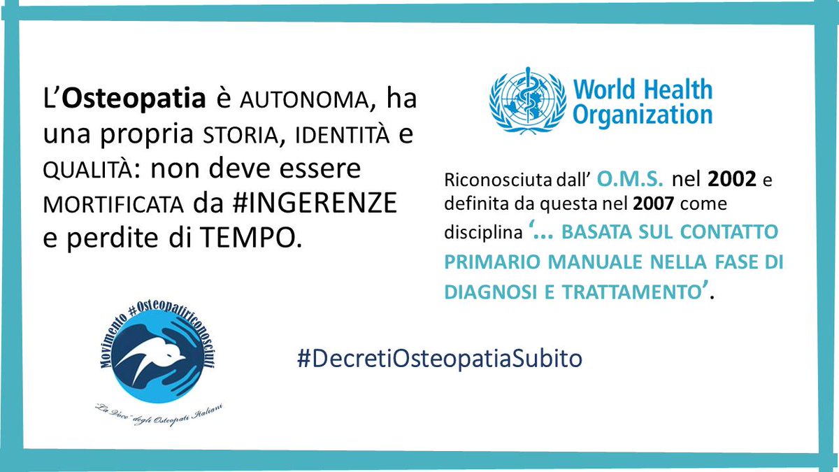 #DecretiOsteopatiaSubito #noningerenze #NonSullaNostraPelle <a href="/GiuliaGrilloM5S/">Giulia Grillo</a> <a href="/matteosalvinimi/">Matteo Salvini</a> <a href="/luigidimaio/">Luigi Di Maio</a> <a href="/LaVoceOsteopati/">OsteopatiRiconosciut</a> <a href="/ROI_Osteopati/">ROI</a> <a href="/MinisteroSalute/">Ministero della Salute</a> <a href="/MinLavoro/">Ministero Lavoro</a> <a href="/LaVeritaWeb/">La Verità</a> <a href="/fattoquotidiano/">Il Fatto Quotidiano</a> <a href="/Corriere_Salute/">Corriere.it Salute</a> <a href="/repubblica/">Repubblica</a> <a href="/ilfoglio_it/">Il Foglio</a>