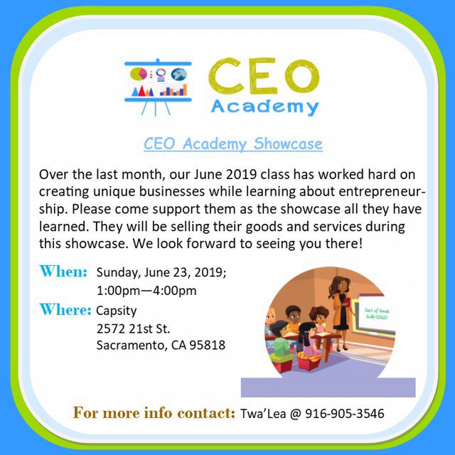 Come support these Young CEO’s at Capsity today! Starts at 1pm #sac #sacramento #sactown #916 #oakparksac #curtisparksacramento #midtownsac #downtownsacramento #sacramento365 #sacramentoevents