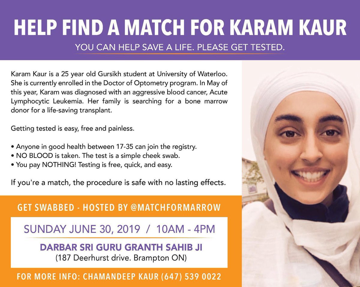 paulsingh18's tweet photo. This is my little cousin Karam. At the start of May she got diagnosed with an aggressive Leukemia for which she's now doing her 2nd round of Chemo. She'll need a Marrow transplant in the future and none of the family has been a match. Please get swabbed and share this tweet!! https://t.co/zNKMewu1fB