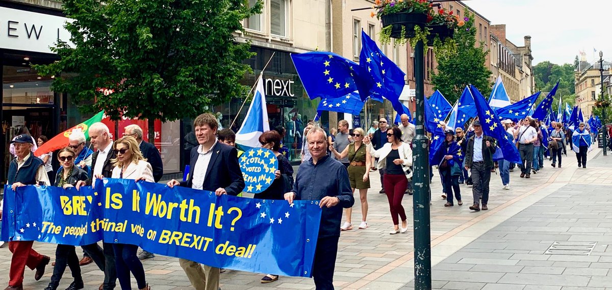 PeteWishart's tweet photo. What a great turn out at the Perth Against Brexit march and rally today. Perthshire says no to their chaotic, ugly Brexit. https://t.co/sOzR5fiCPL