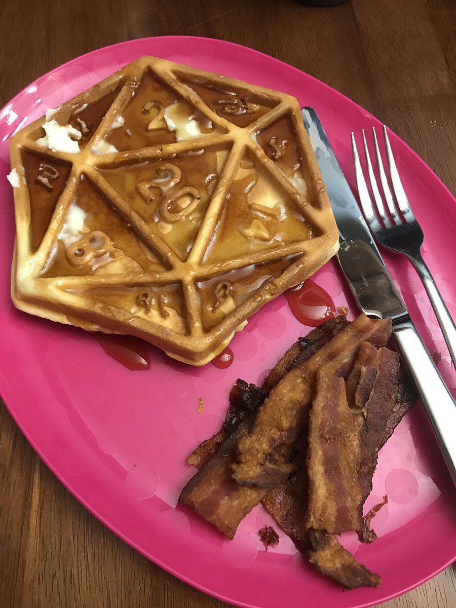 daniellelanois's tweet image. Best way to start the day! #DnD #ThinkGeek #waffles