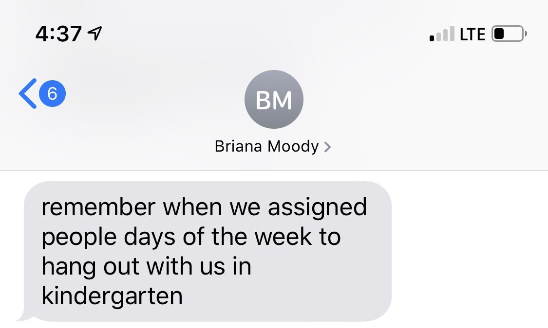 krissy_baker's tweet photo. my 5 year old self out here saying “dont hmu on tuesday, you’re a wednesday betch” https://t.co/rTa5WxLIZK