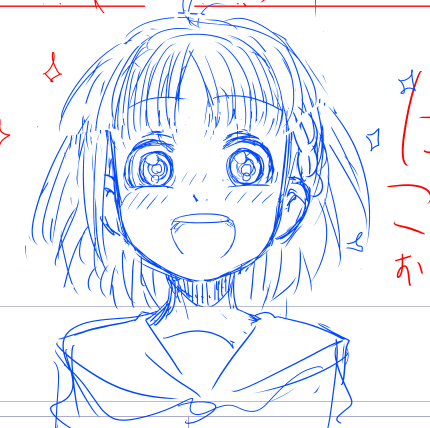 ネーム というかネームの中でとりあえず顔を描いたところ #ラブライブサンシャイン 