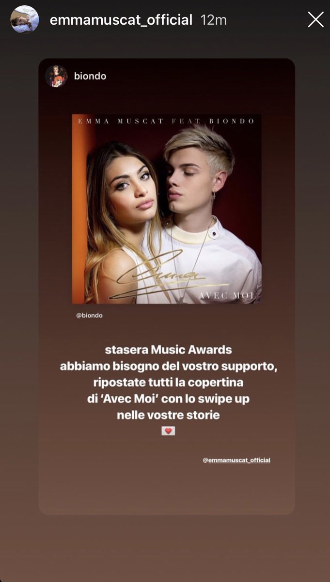 emma_group's tweet photo. Se non avete swipe up basta che condividete dall vostro Spotify sulle vostre stories IG forza☺️

If you don’t have the Swipe Up feature just share from Spotify to your IG stories😉 #avecmoi #amici17 @TeamEmmaMuscat @BiondoTeam https://t.co/oTakkYsqlN