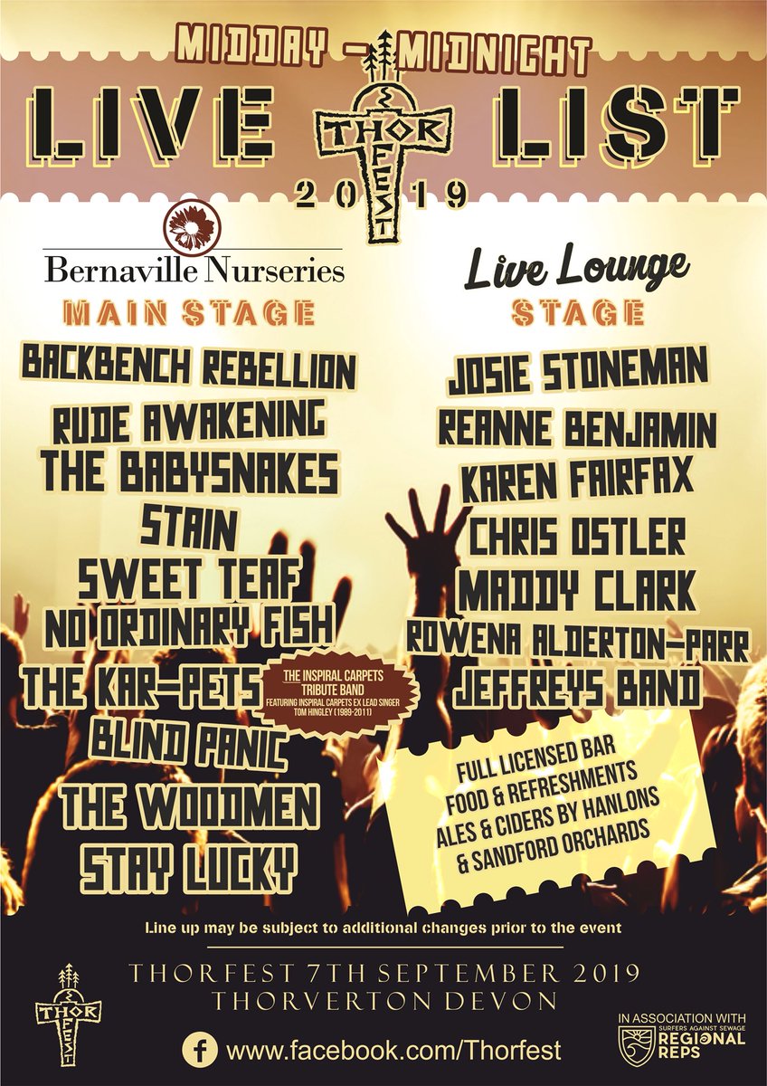 THORFEST (@thorfest1) on Twitter photo Excited to announce the line up for Thorfest2019 including <a href="/TheKarpets/">The Kar-Pets</a> featuring <a href="/tomhingleymusic/">Tom Hingley</a> formerly of the #inspiralcarpets. Can’t wait to see you on Sept 7th! #thorfest #thorverton #Devon #freefestival Excited to announce the line up for Thorfest2019 including <a href="/TheKarpets/">The Kar-Pets</a> featuring <a href="/tomhingleymusic/">Tom Hingley</a> formerly of the #inspiralcarpets. Can’t wait to see you on Sept 7th! #thorfest #thorverton #Devon #freefestival