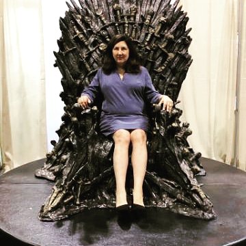 ACUHO-I CEO... or Queen of Westeros? ⚔️👑  Thanks to <a href="/hbo/">HBO</a> for bringing the Iron Throne to #ACUHOI. Let the games begin!