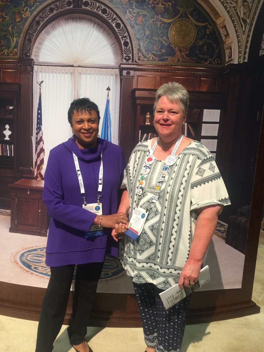 jetslibrary's tweet photo. Estatic!  I met THE Librarian of Congress, Carla Hayden!  https://t.co/dfIRBFAd0Q. #ALAAC19 https://t.co/ujrOlKJwfT